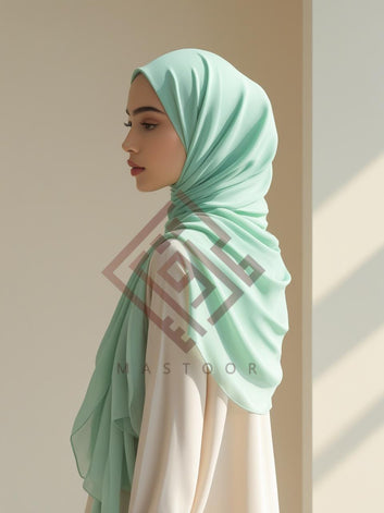 Georgette Scarfs - Celadon Glow